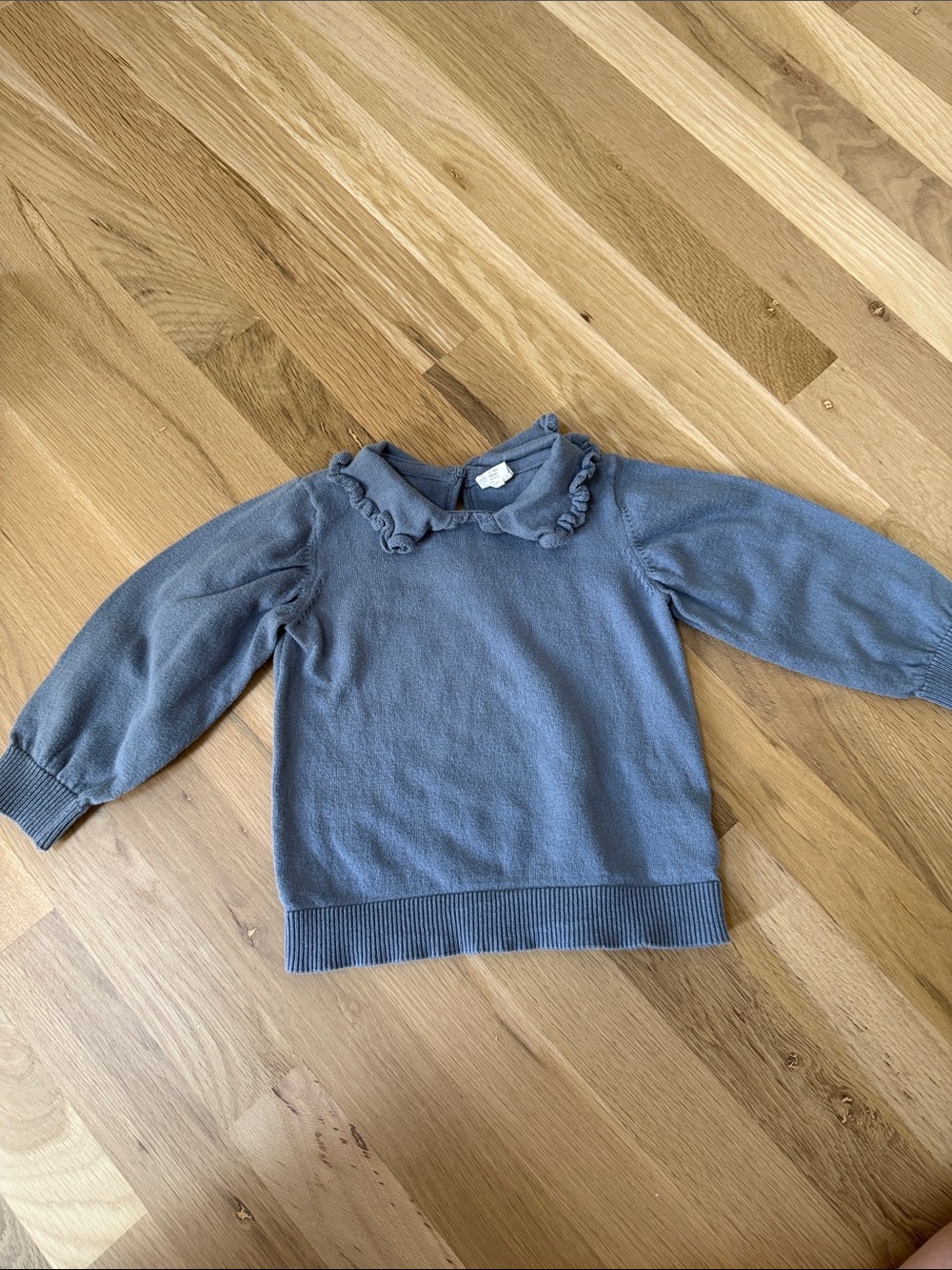 H&M Dusty Blue Ruffle-Collar Sweater